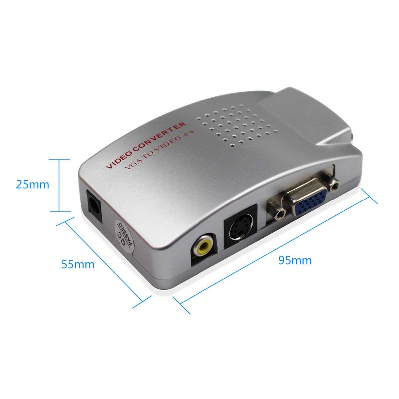 HDSUNWSTD VGA to RCA Adapter, Composite AV S Video to VGA Converter, PC to TV Video Switch Box for HDTV, Monitors, Laptop, Desktop, PC - Image 3